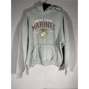 VTG JBTS American Pride United States Marines Gray Hoodie Men's L Made in USA